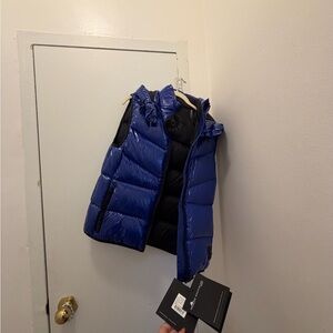 Moose Knuckles Blue and Black Puffer Vest